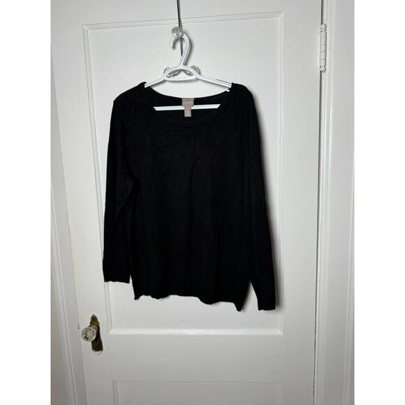 Chico's Black Lightweight Flowy Loose Fit Minimalist Sweater Women's Medium - Picture 1 of 8
